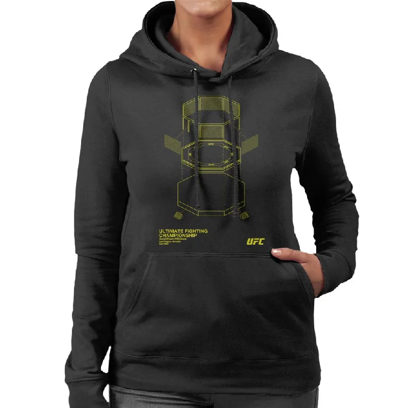 Instant Savings fashion hooded jacketUFC Octagon Blueprint Yellow Print Women's Hooded Sweatshirt
