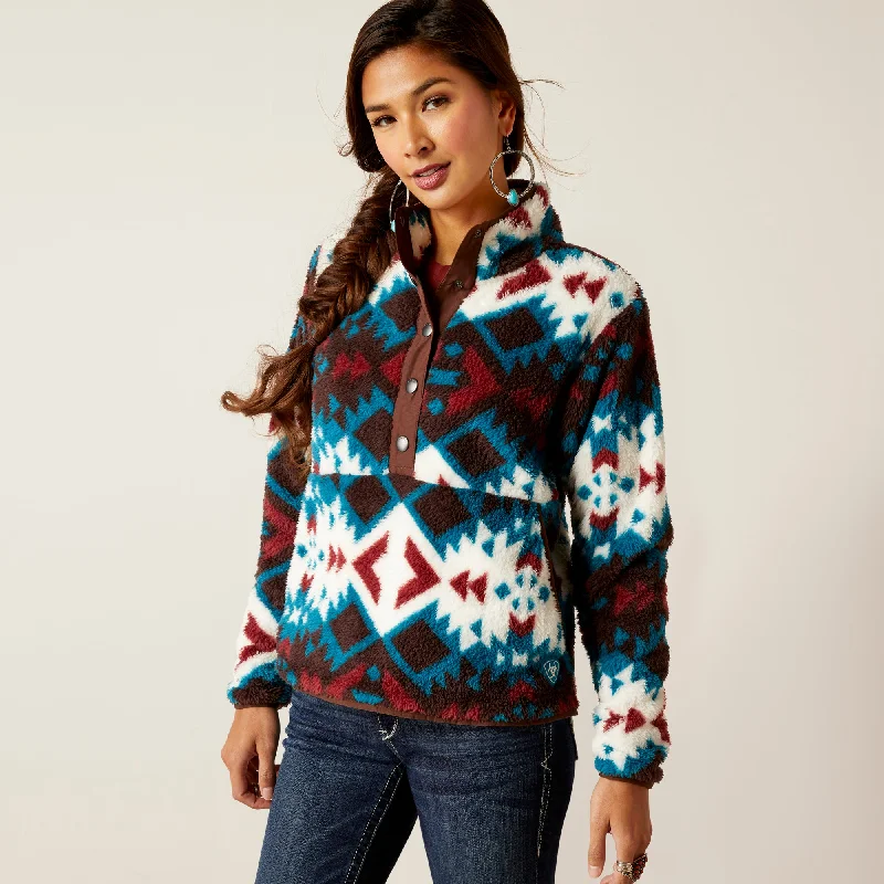 soft shell coatAriat Women's Berber Snap Front Sweatshirt, Plainsview Print