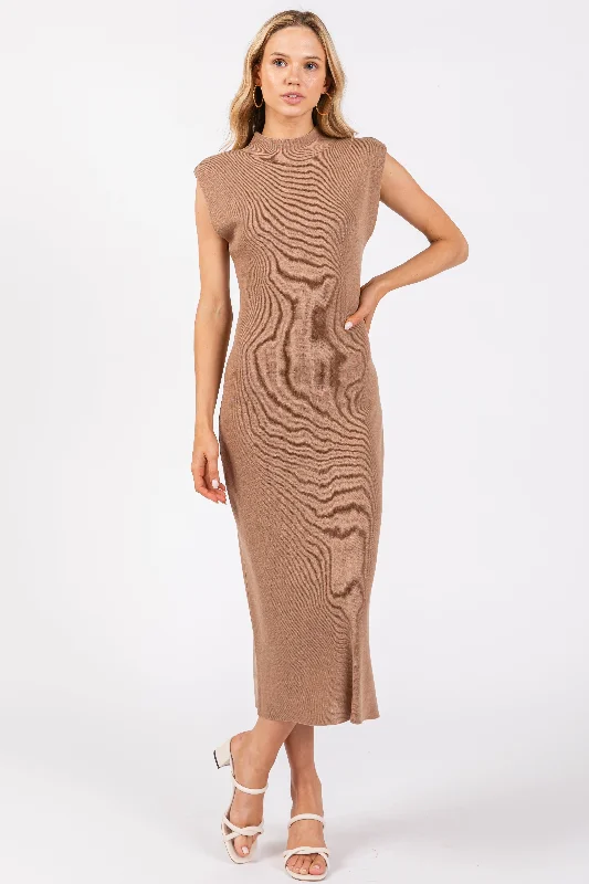 Deal of the Day off-shoulder dressMocha Knit Mock Neck Midi Dress