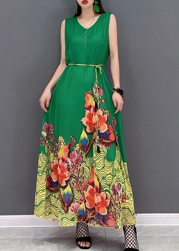 Savings Galore structured dressBohemian Green Print Chiffon Long vacation Dresses Summer Savings Galore structured dressBohemian Green Print Chiffon Long vacation Dresses Summer