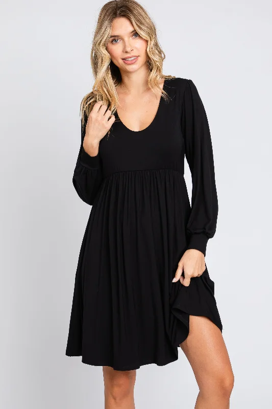 Limited Time Offer lace dressBlack Long Puff Sleeve Dress