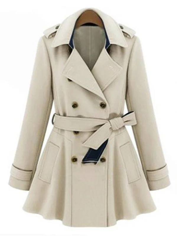 Online Only graphic coatSolid Color Warm Woolen Coat