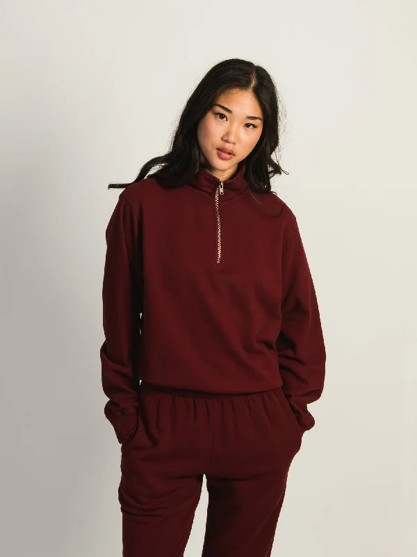 Midnight Sale HARLOW QUINN QUARTER ZIP - BURGUNDY