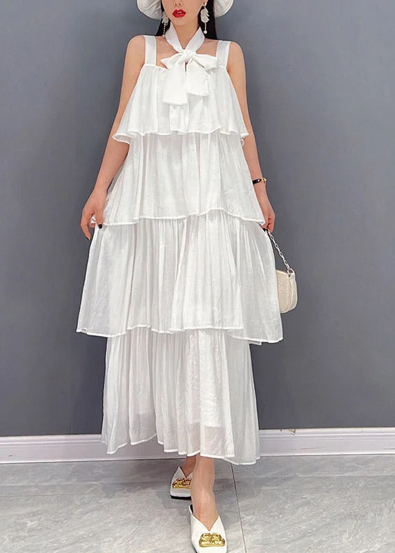 Limited Time Offer mini dressDIY White Slash Neck Spaghetti Strap Chiffon Dress Sleeveless