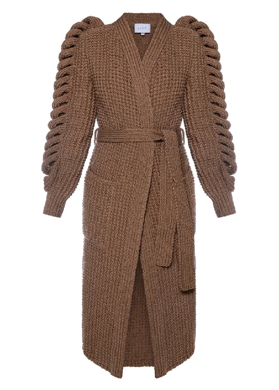 Deal Dash cozy wool-blend coatBROWN HAND KNITTED COAT