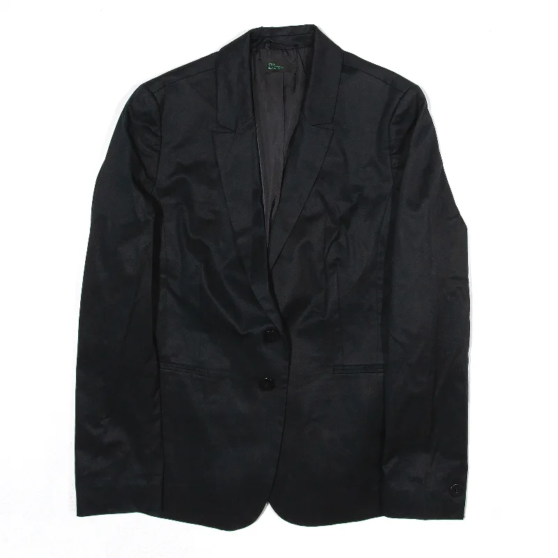 long coatSTILE BENETTON Blazer Jacket Black Womens UK 14