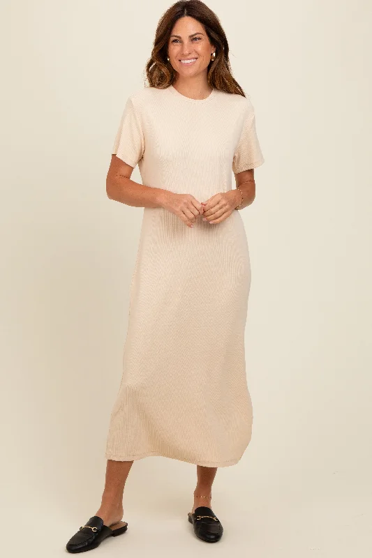 Limited Edition vintage-inspired dressCream Short Sleeve Side Slit T-Shirt Midi Dress Limited Edition vintage-inspired dressCream Short Sleeve Side Slit T-Shirt Midi Dress