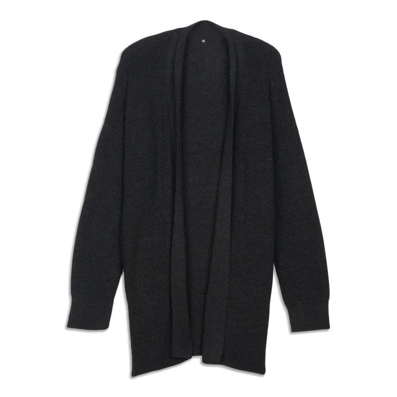 Price Reduction Merino Wool-Blend Ribbed Long Wrap Sweater