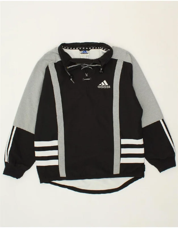 Bargain Blast ADIDAS Boys Graphic Sweatshirt Jumper 13-14 Years Black Colourblock