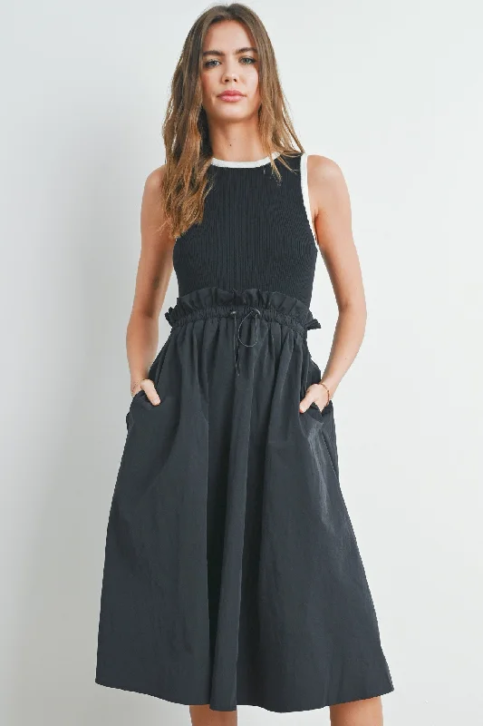 The Best Prices fitted bodycon dressBlack Contrasted Tank Sweater Dress