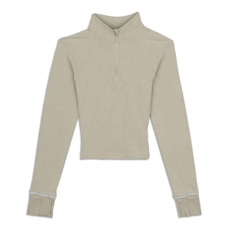 Price Rollback It's Rulu Run Ribbed Cropped Half Zip - Resale