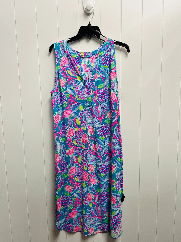 chic dressDress Designer By Lilly Pulitzer In Green & Pink, Size: L