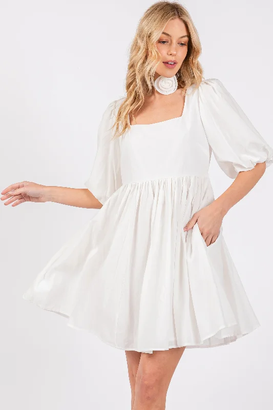 Crazy Deals comfy maxi dressWhite Babydoll Mini Dress