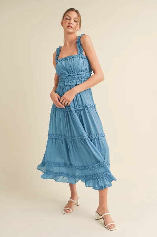 Crazy Deals midi dressBlue Ruffled Midi Dress