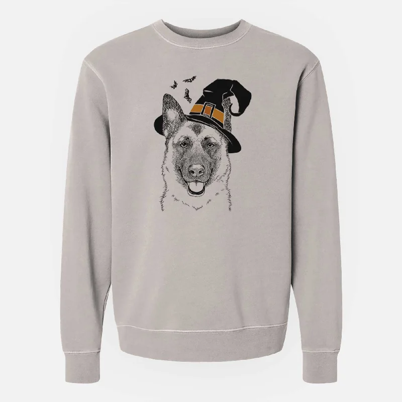 zip-up gym hoodieWitch Trooper the German Shepherd - Unisex Pigment Dyed Crew Sweatshirt