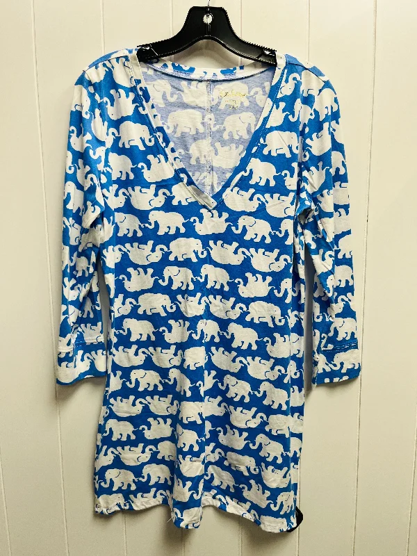 v-neck dressDress Designer By Lilly Pulitzer In Blue & White, Size: M