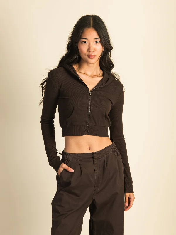 Lowest Price HARLOW ELLIE RIBBED ZIP UP - CHOCOLATE