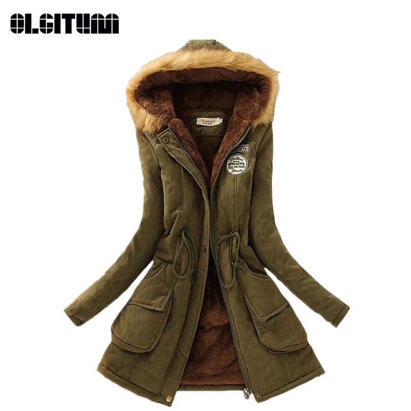 street style coatWinter Women Coat 2018 Parka Casual Outwear Military Hooded Coat Woman Clothes Fur Coats female Winter Jacket Women CC001