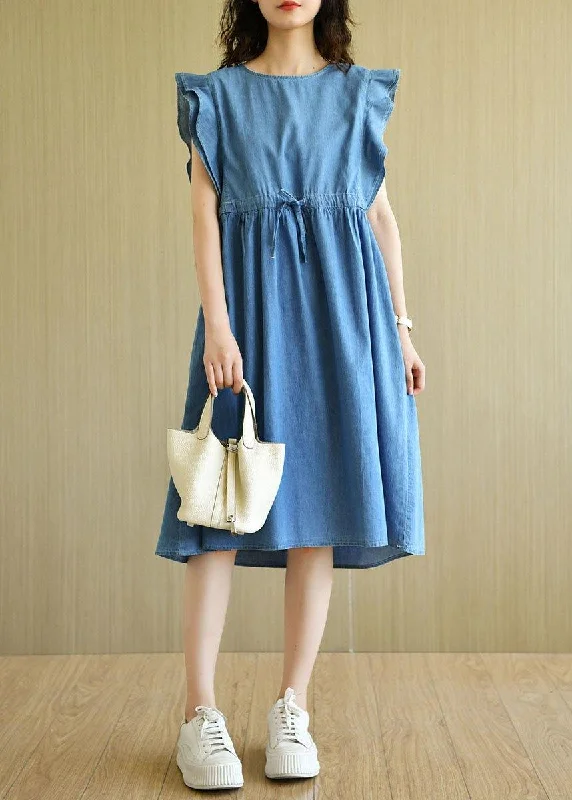 Act Now structured dressDenim Blue Loose Butterfly Sleeve Summer Cotton Dress