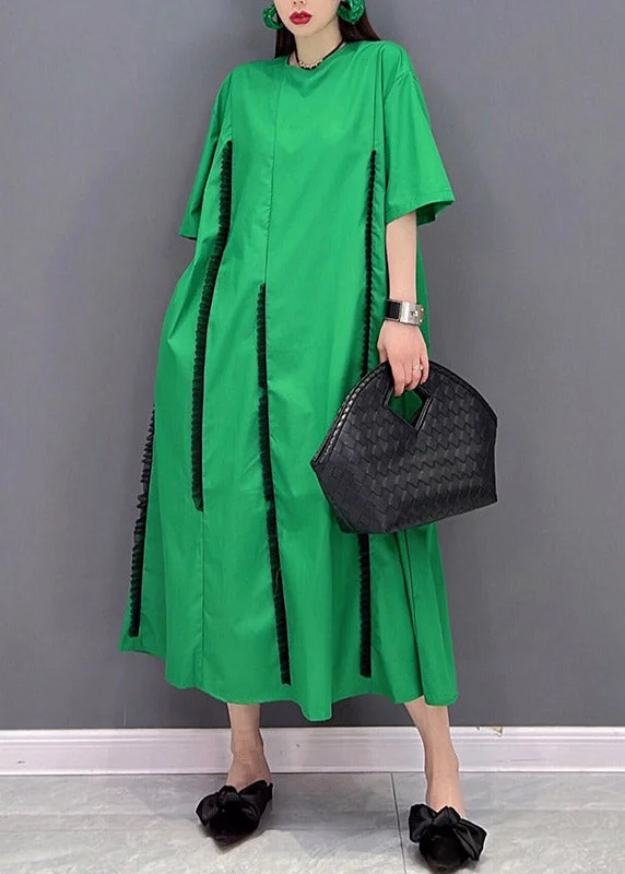 Season Finale Sale off-the-shoulder dressFashion Green O-Neck Ruffled Patchwork Pockets Long Dress Short Sleeve Season Finale Sale off-the-shoulder dressFashion Green O-Neck Ruffled Patchwork Pockets Long Dress Short Sleeve