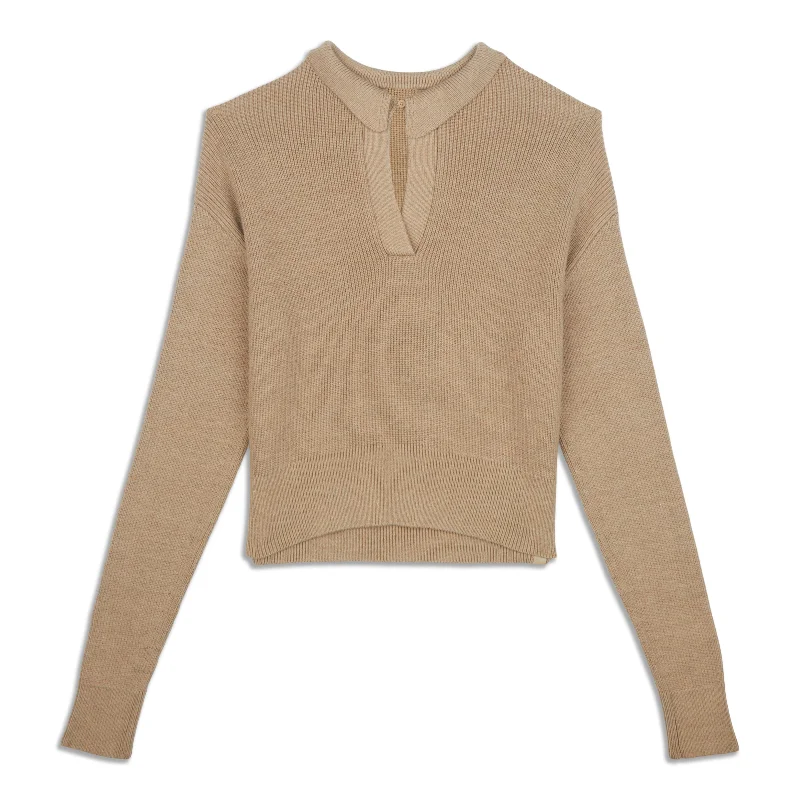 Daily Deals Collared Merino Wool-Blend Sweater - Resale
