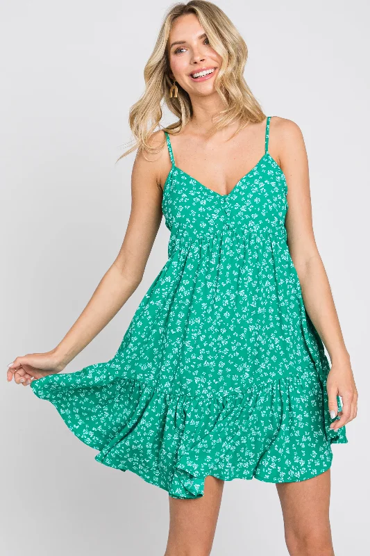 Buy More, Save More cocktail party dressGreen Print Tiered Dress