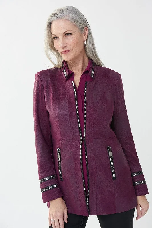 elegant shift dressJoseph Ribkoff Mulbery Zipped Jacket