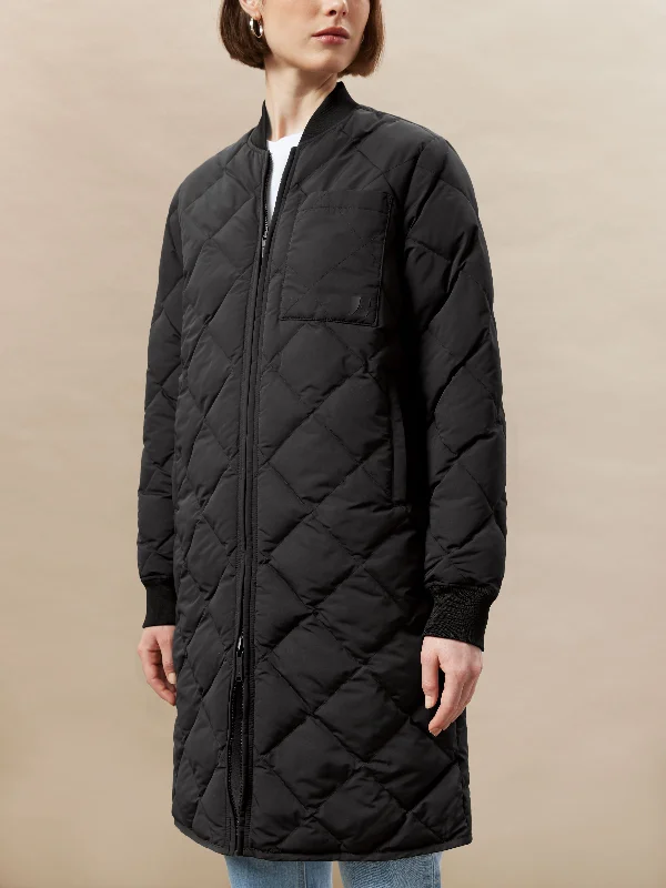 insulated winter jacketThe Skyline Reversible Maxi Bomber in Black