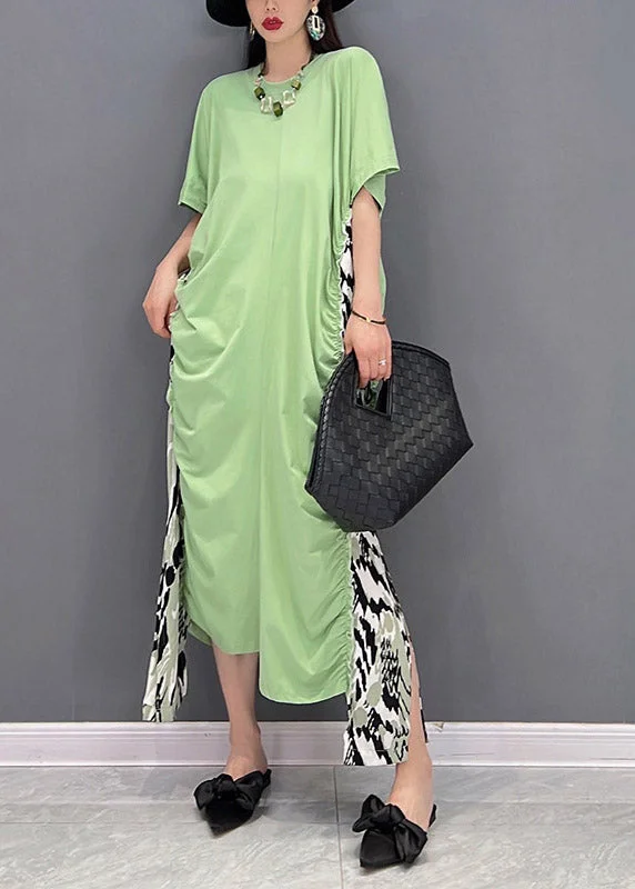 Savings Event satin midi dressSlim Fit Green O-Neck Asymmetrical Patchwork Wrinkled Chiffon Dress Short Sleeve Savings Event satin midi dressSlim Fit Green O-Neck Asymmetrical Patchwork Wrinkled Chiffon Dress Short Sleeve