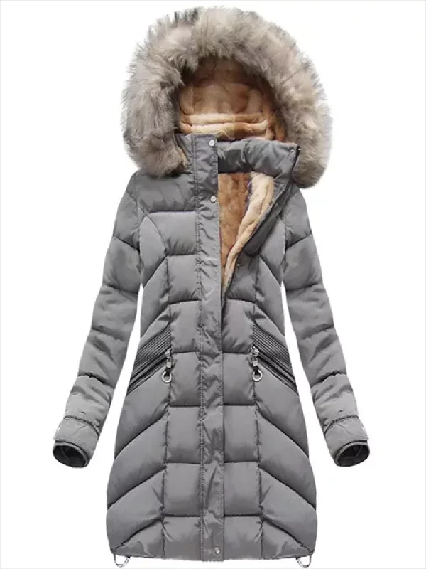 Extra Savings breathable jacketHooded Pocket Solid Color Large Size Coat