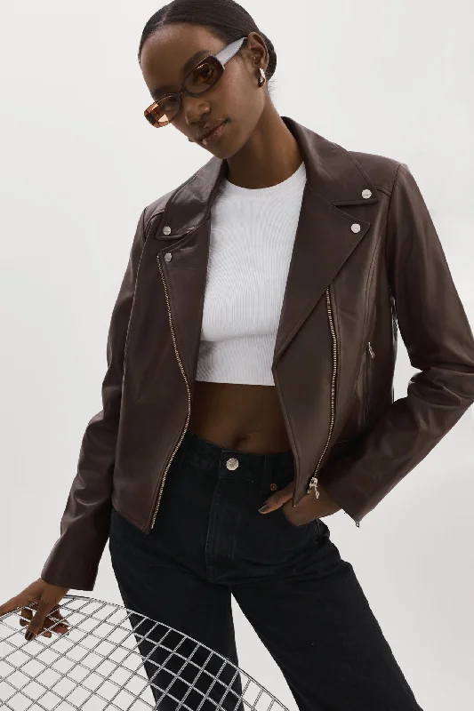 windproof jacketKELSEY | Leather Biker Jacket