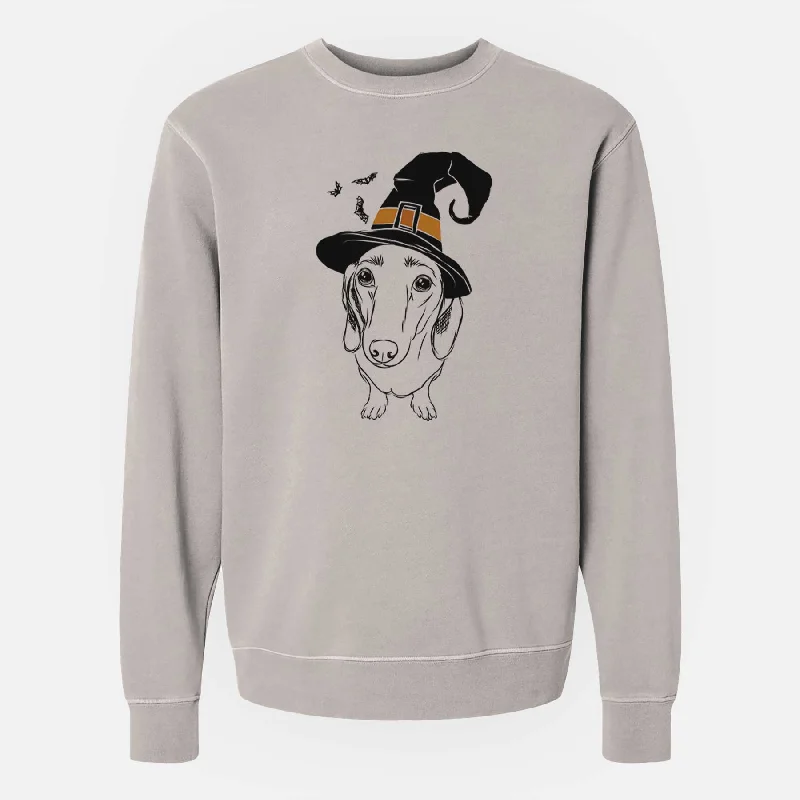 oversized sports sweatshirtWitch Annabelle the Dachshund - Unisex Pigment Dyed Crew Sweatshirt