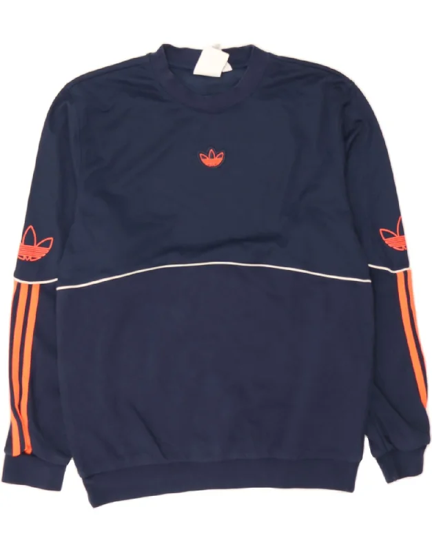Super Savings ADIDAS Mens Graphic Sweatshirt Jumper Small Navy Blue Cotton