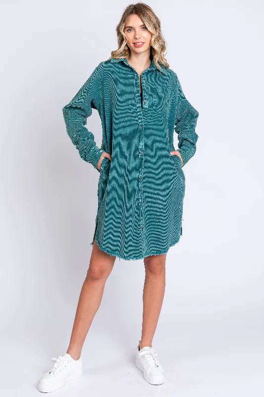 Low Prices casual shift dressJade Corduroy Button Down Collared Dress