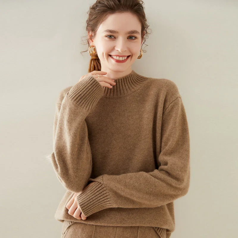 New Arrival Women's Pure Color Sweater for Women Long Sleeve Loose Cashmere Sweater