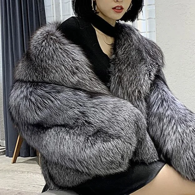 Today's Special graphic coatWomen's Short Faux Fur Winter Jacket