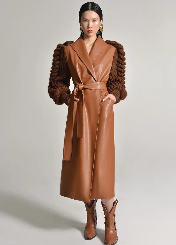 Super Savings modern outerwearLIYA KNITTED SLEEVES COAT