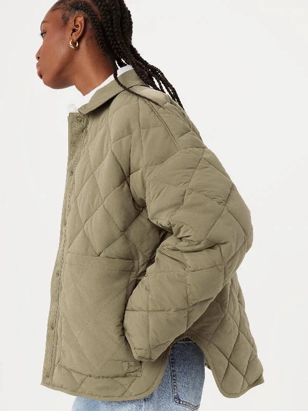 zip-up jacketThe Skyline Loose Overshirt in Khaki