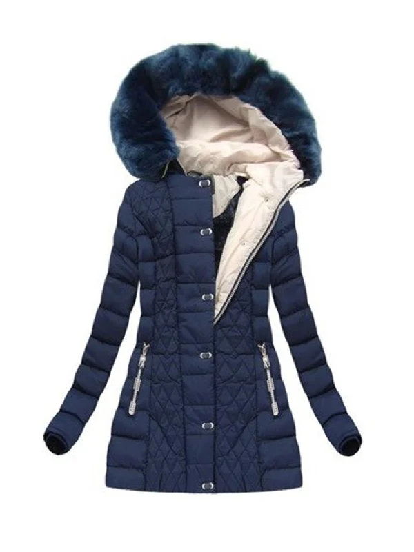 Markdowns sporty outerwearLong Slim Blue Hooded Coat