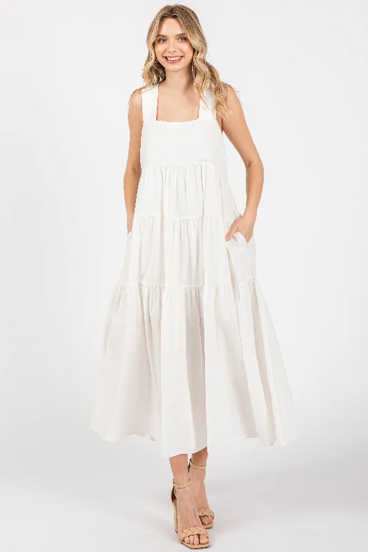 Price Drop long-sleeve floral dressWhite Tiered Maxi Dress