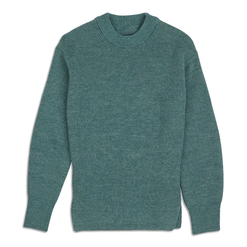 Closeout Merino Wool-Blend Ribbed Crewneck Sweater - Resale