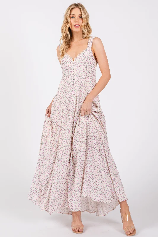 Bargain Prices sleek dressLavender Floral Button Down Maxi Dress