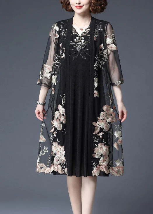 Final Clearance v-neck dressYellow Floral Embroideried V Neck Tulle Cardigans And Tank Dress Two Piece Set Half Sleeve Final Clearance v-neck dressYellow Floral Embroideried V Neck Tulle Cardigans And Tank Dress Two Piece Set Half Sleeve