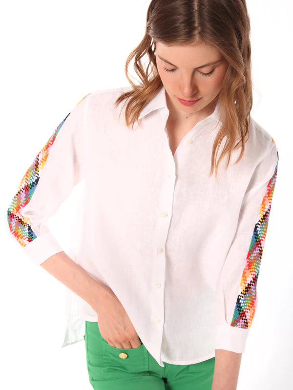 casual evening dressVilagallo White Sara White Linen Shirt