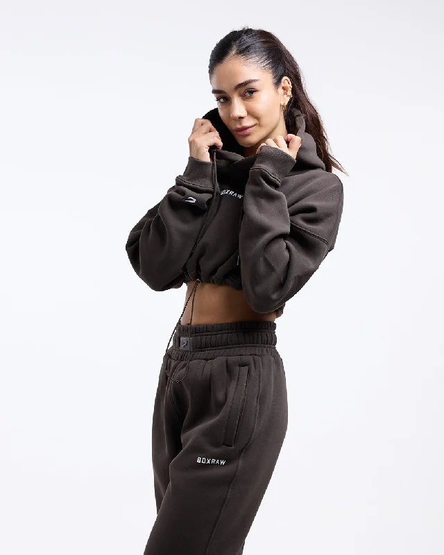 Deal Dash Johnson Cropped Hoodie - Mocha
