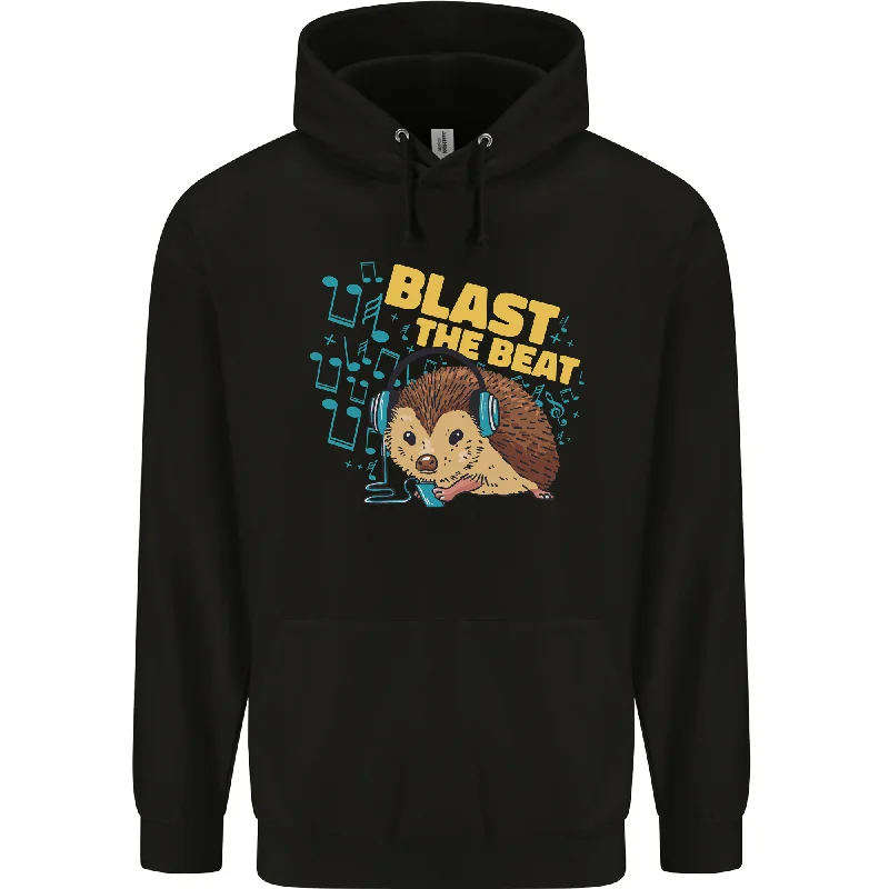 Daily Deals minimalist hoodieA DJ Hedgehog Headphones Pop Music Mens 80% Cotton Hoodie