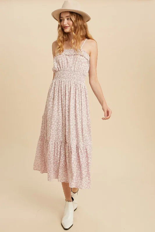 Price Cut sleek dressLavender Floral Ditzy Print Cami Midi Dress