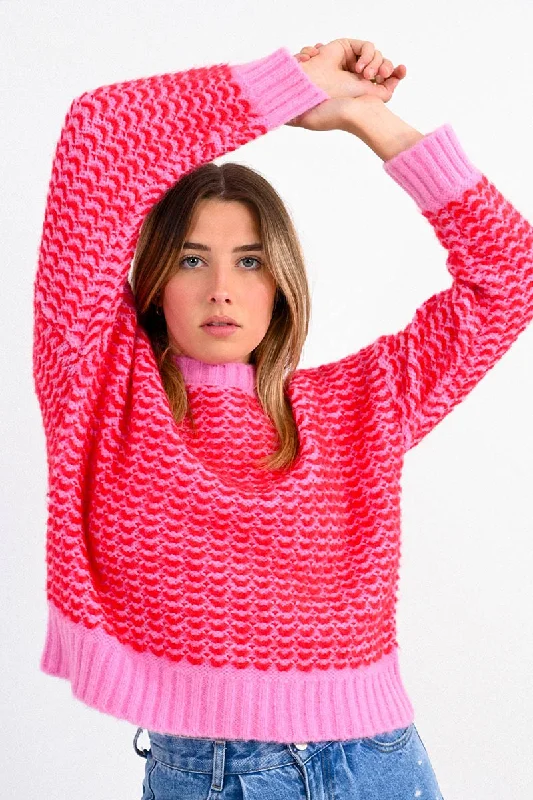 ruffle dressLili Sidonio Pink Knitted Cropped Sweater