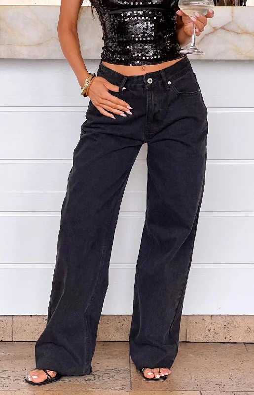Time-Limited Offer urban coatShe's Yours Black Wide Leg Boyfriend Jeans