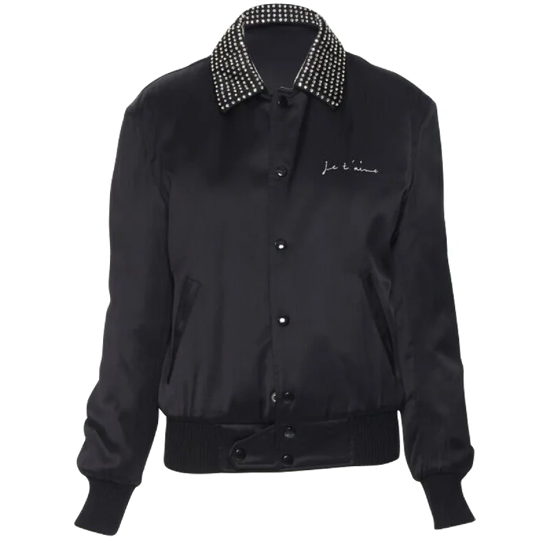 Instant Savings Saint Laurent Je T'aime Teddy crystal collar bomber jacket